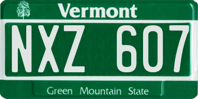 VT license plate NXZ607