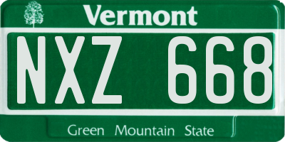 VT license plate NXZ668