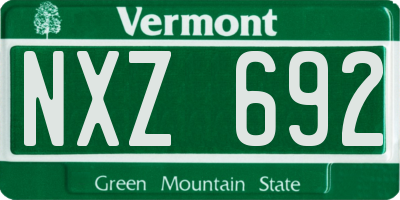 VT license plate NXZ692