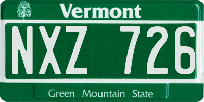 VT license plate NXZ726