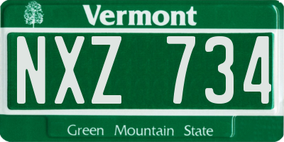 VT license plate NXZ734