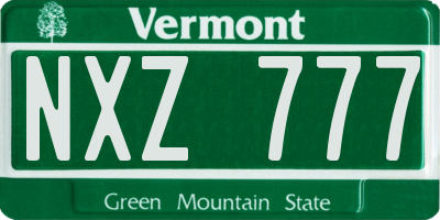 VT license plate NXZ777