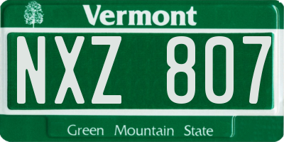 VT license plate NXZ807
