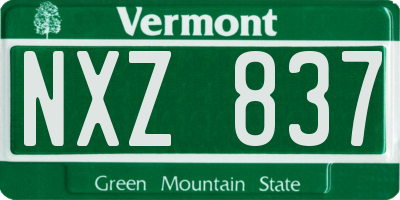 VT license plate NXZ837