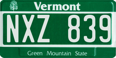 VT license plate NXZ839