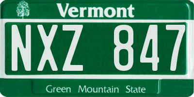 VT license plate NXZ847