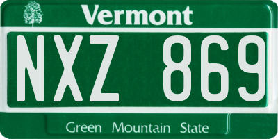 VT license plate NXZ869