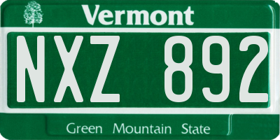 VT license plate NXZ892