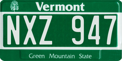 VT license plate NXZ947