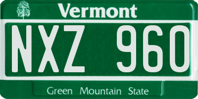 VT license plate NXZ960