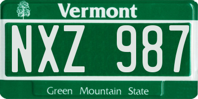 VT license plate NXZ987