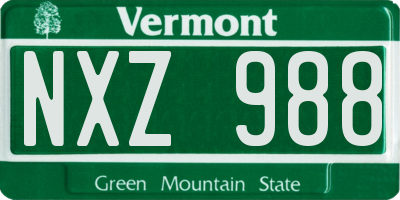 VT license plate NXZ988