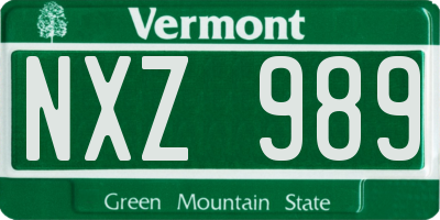 VT license plate NXZ989