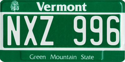 VT license plate NXZ996