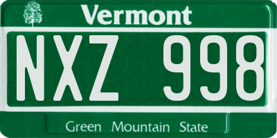 VT license plate NXZ998