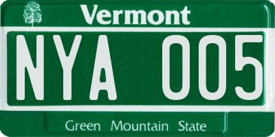 VT license plate NYA005