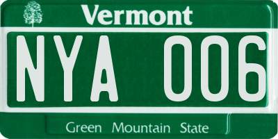 VT license plate NYA006