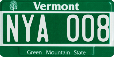 VT license plate NYA008
