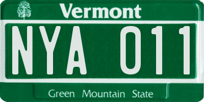 VT license plate NYA011