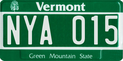 VT license plate NYA015