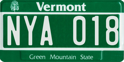 VT license plate NYA018
