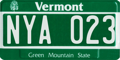 VT license plate NYA023