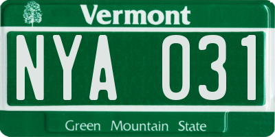 VT license plate NYA031
