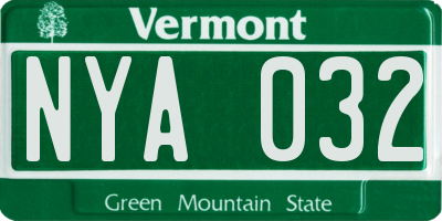 VT license plate NYA032