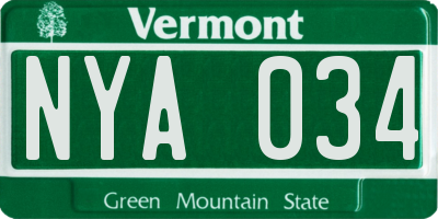 VT license plate NYA034