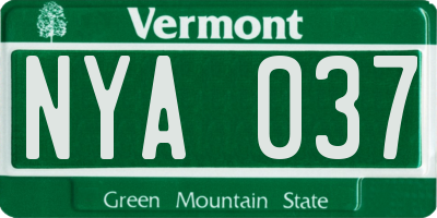 VT license plate NYA037