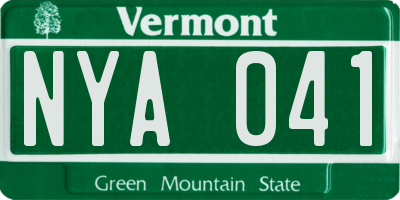 VT license plate NYA041