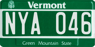 VT license plate NYA046