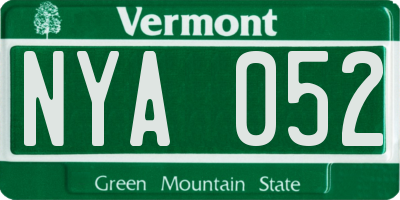 VT license plate NYA052