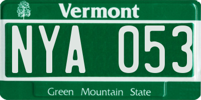 VT license plate NYA053