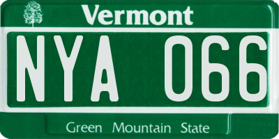 VT license plate NYA066