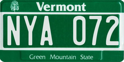 VT license plate NYA072