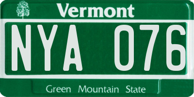 VT license plate NYA076
