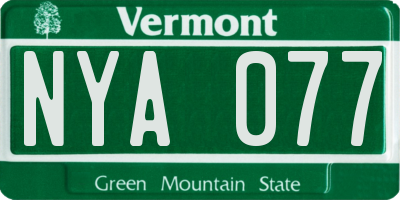 VT license plate NYA077