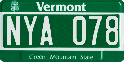 VT license plate NYA078
