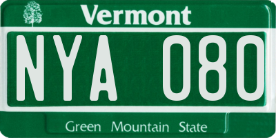 VT license plate NYA080