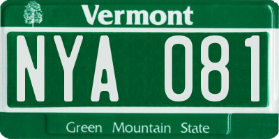 VT license plate NYA081