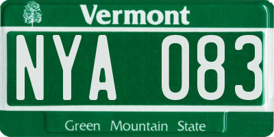 VT license plate NYA083