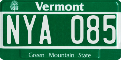 VT license plate NYA085