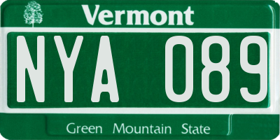 VT license plate NYA089