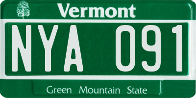 VT license plate NYA091
