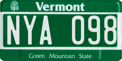 VT license plate NYA098