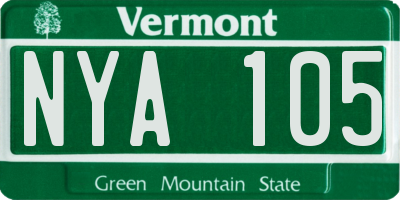 VT license plate NYA105