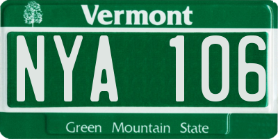 VT license plate NYA106