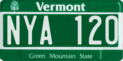 VT license plate NYA120