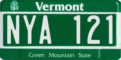 VT license plate NYA121
